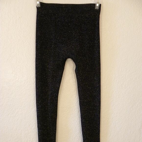 Red Paint Metallic Black Knit Ankle Leggings Women Small / Medium Stretch Y2K - Picture 2 of 6